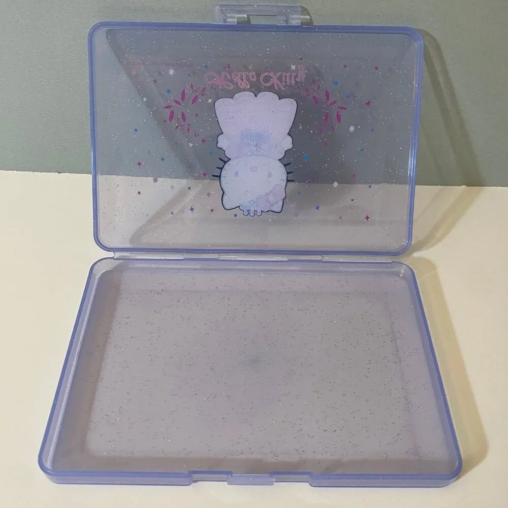 Sanrio 2005 Hello Kitty Clear Glitter Plastic Case